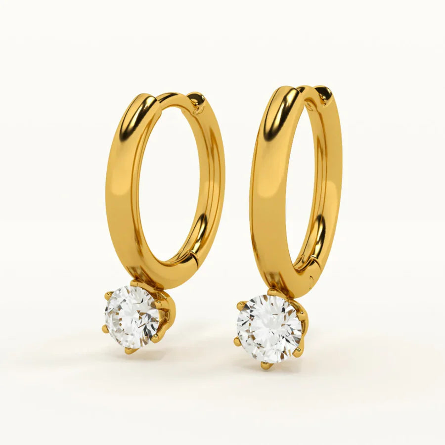Luxury Golden Heart Pendant & Crystal Hoop Earrings Set