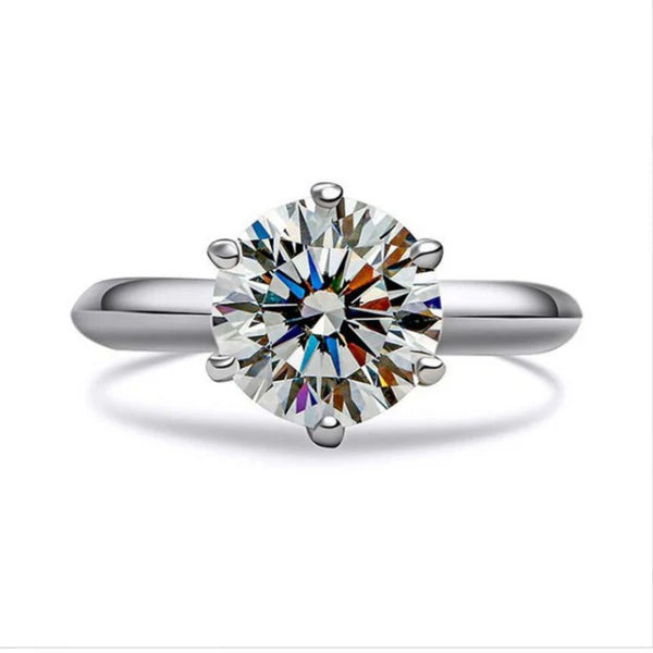 Silver-Plated Crystal Solitaire Adjustable Ring | Anti-Tarnish, Waterproof & Hypoallergenic
