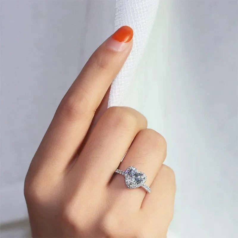 Heart Cut Halo Solitaire Ring