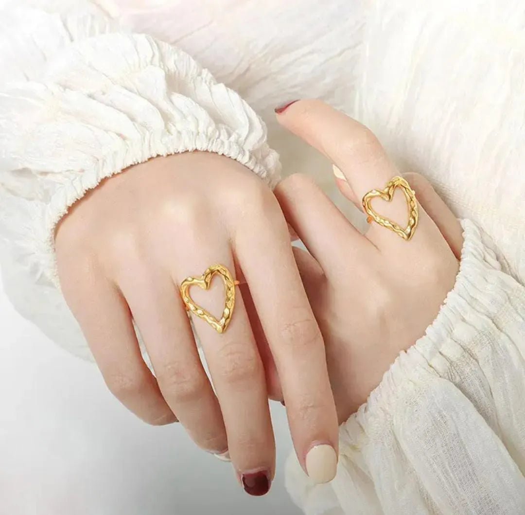 Textured Gold Heart Nugget Ring | Gold-Plated, Anti-Tarnish & Hypoallergenic