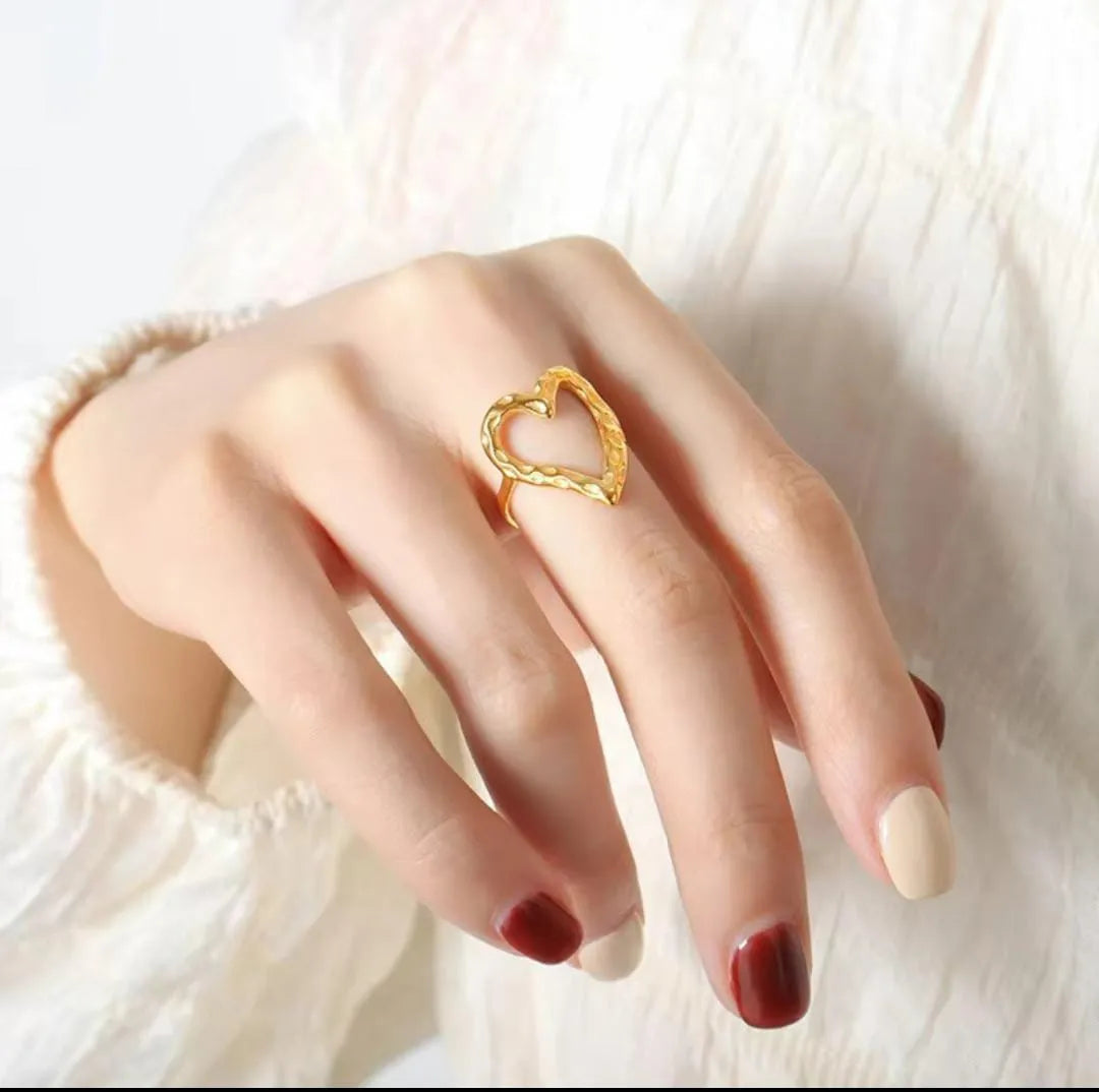 Textured Gold Heart Nugget Ring | Gold-Plated, Anti-Tarnish & Hypoallergenic