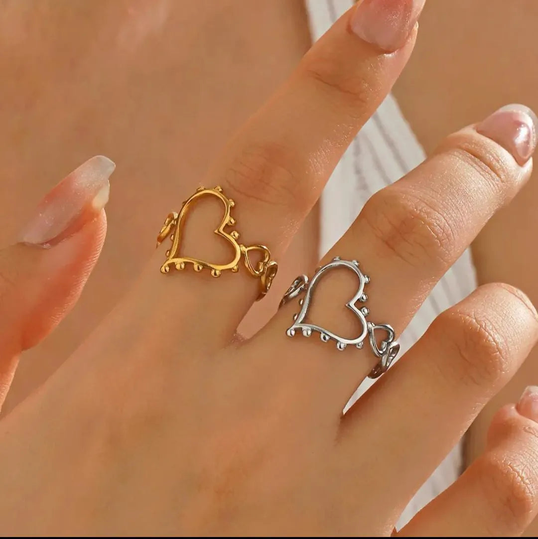 Textured Gold Heart Nugget Ring | Gold-Plated, Anti-Tarnish & Hypoallergenic