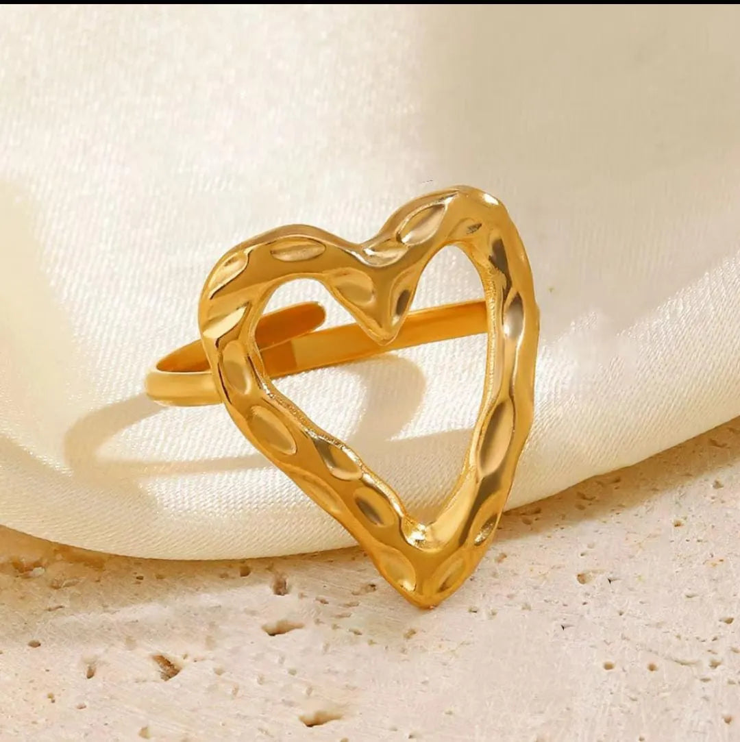 Textured Gold Heart Nugget Ring | Gold-Plated, Anti-Tarnish & Hypoallergenic