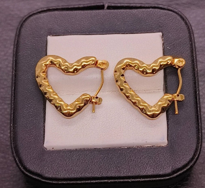 Hammered Heart Hoop Earrings | Gold-Plated Textured Heart Hoops, Lightweight & Trendy