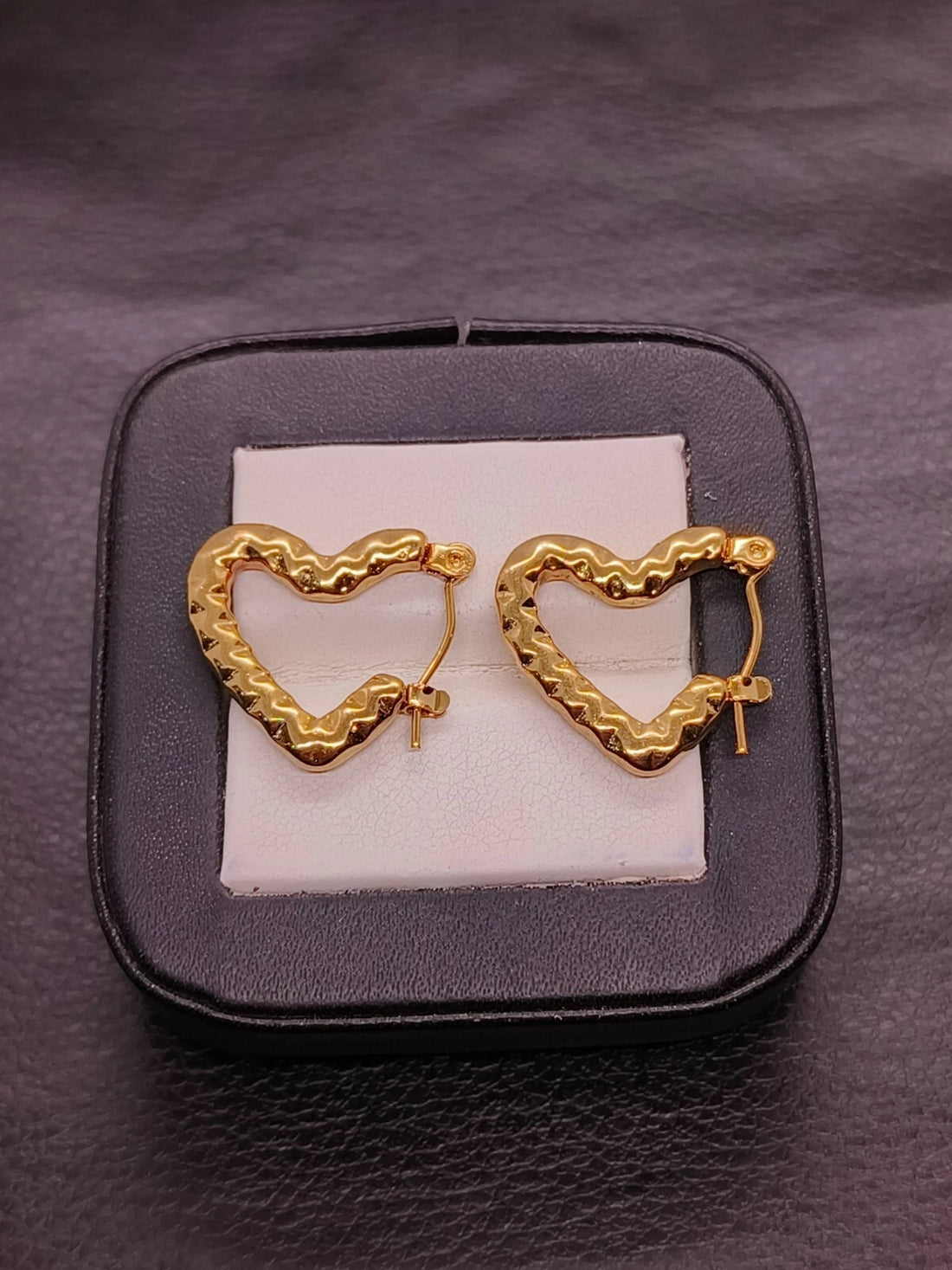 Hammered Heart Hoop Earrings | Gold-Plated Textured Heart Hoops, Lightweight & Trendy