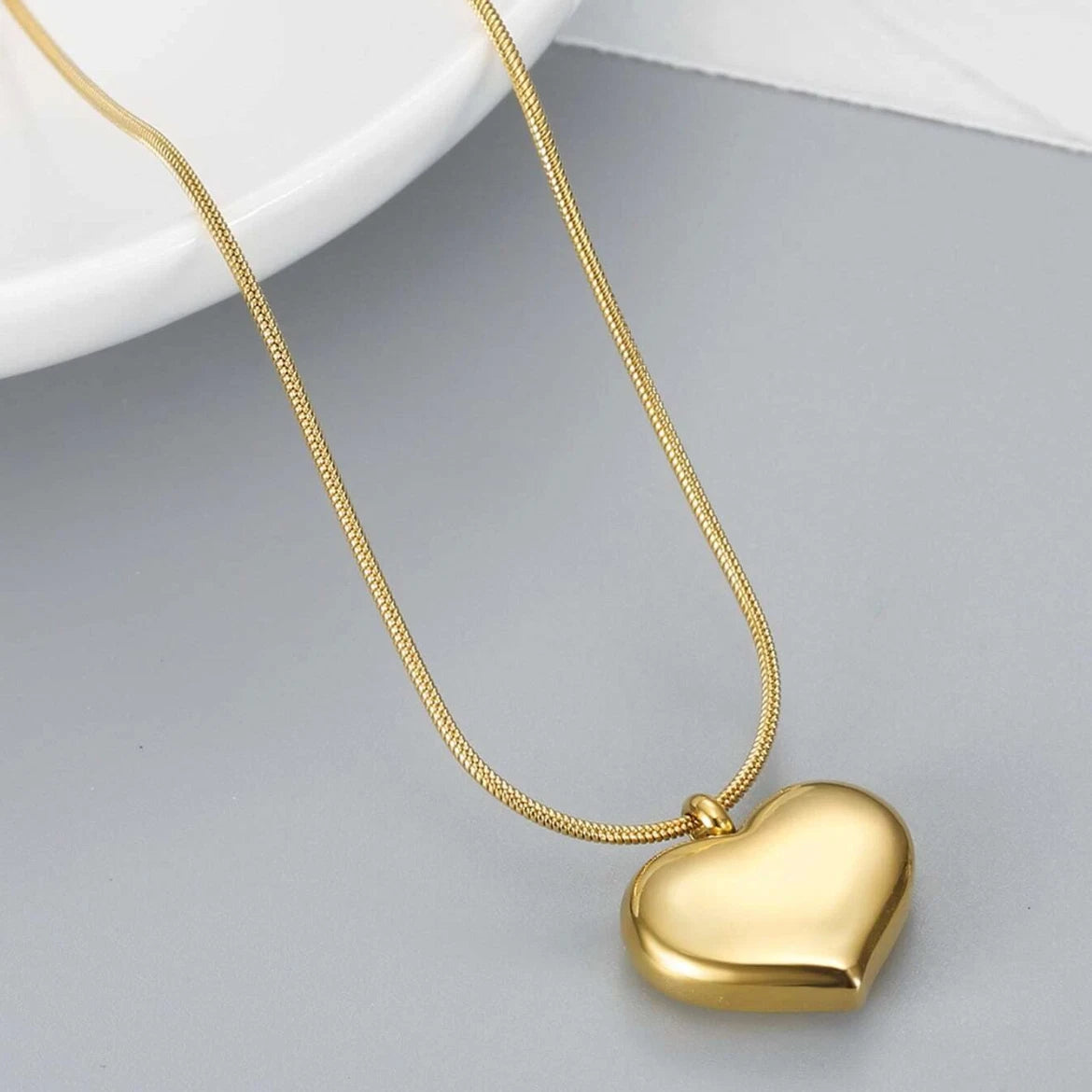Classic Puffy Heart Necklace | 18K Gold-Plated Stainless Steel