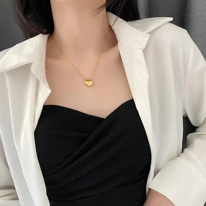 Classic Puffy Heart Necklace | 18K Gold-Plated Stainless Steel