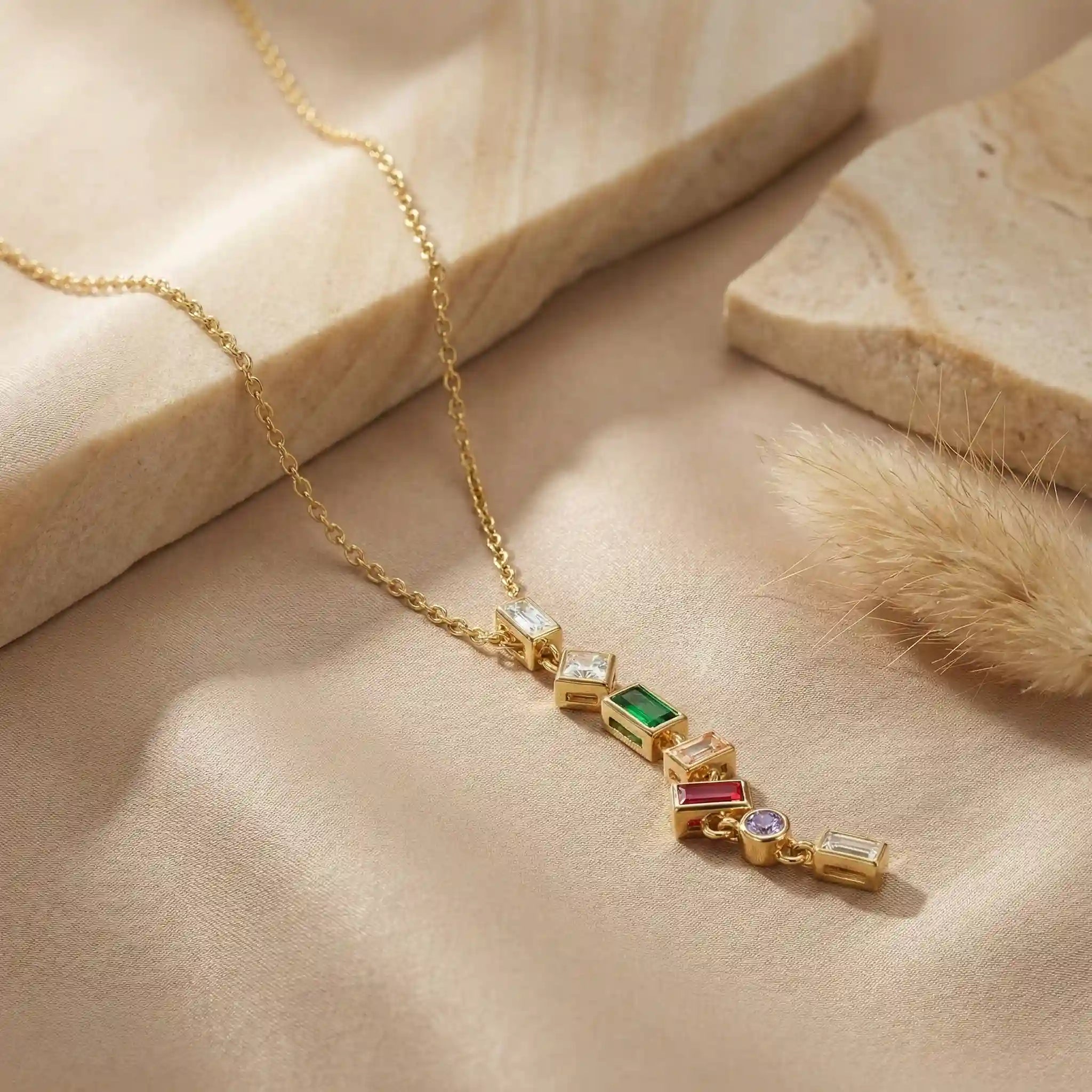Multicolor Gemstone Drop Necklace