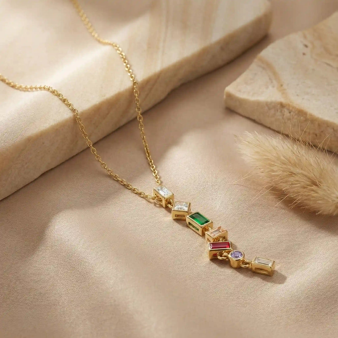 Multicolor Gemstone Drop Necklace