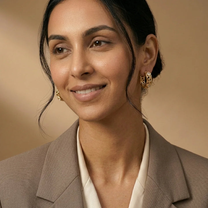 Gold Textured Statement Hoop Earrings