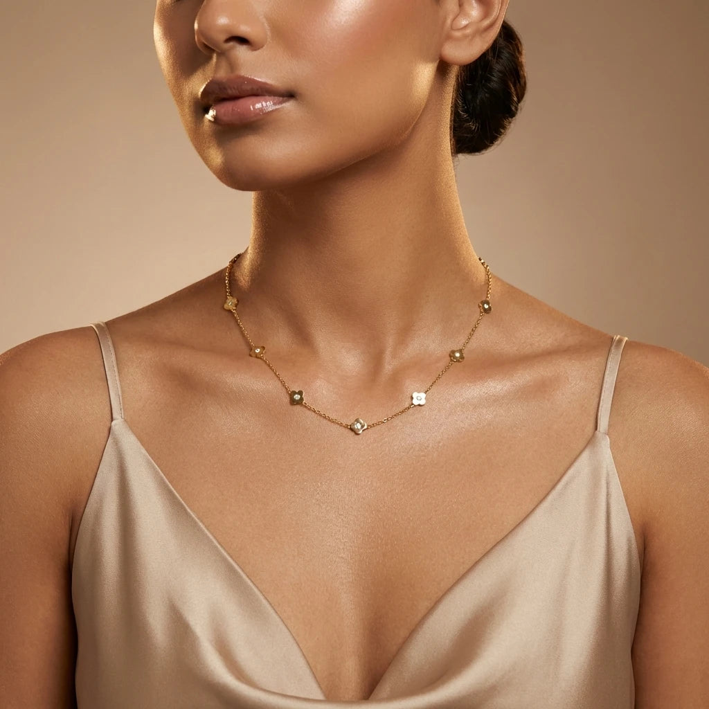 Mini Floral Crystal Station Necklace
