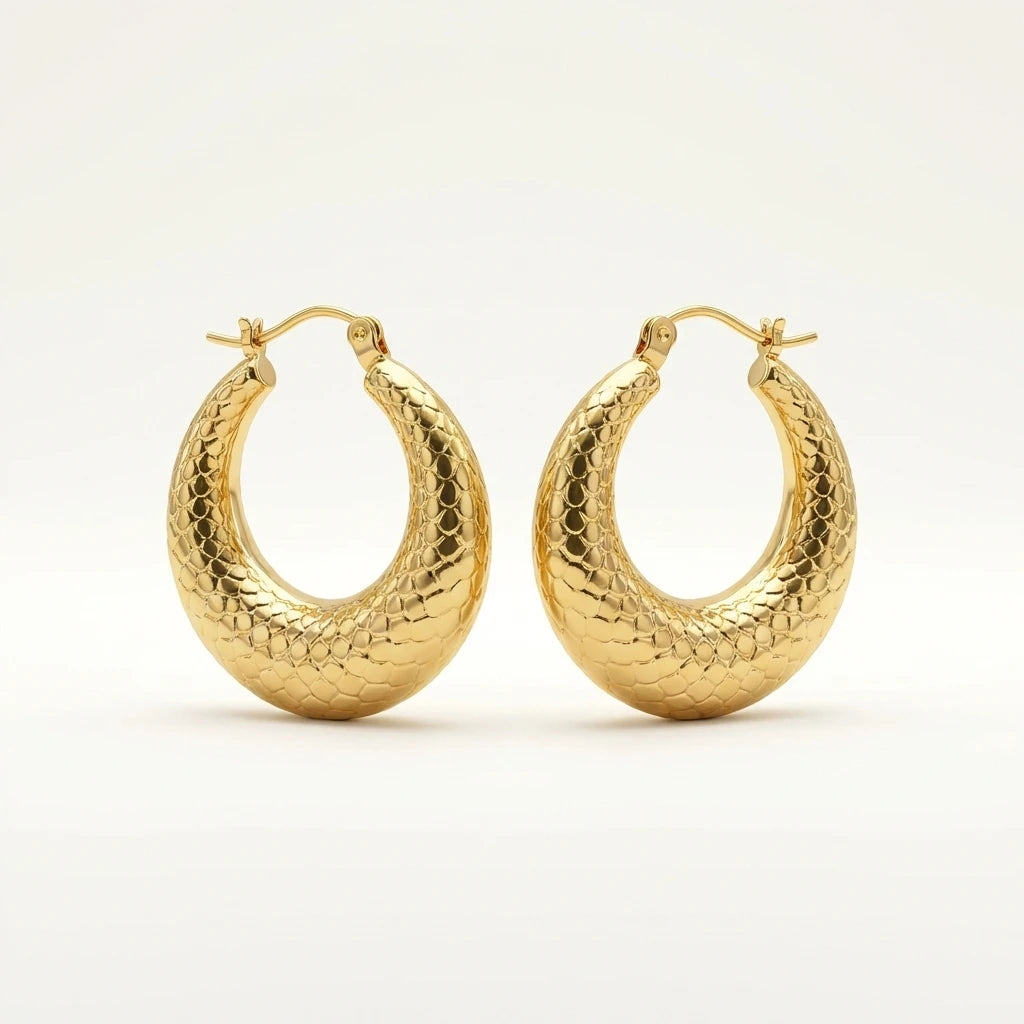 Gold Textured Statement Hoop Earrings