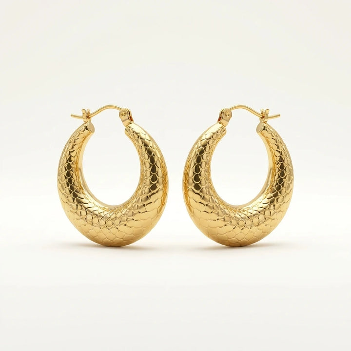 Gold Textured Statement Hoop Earrings