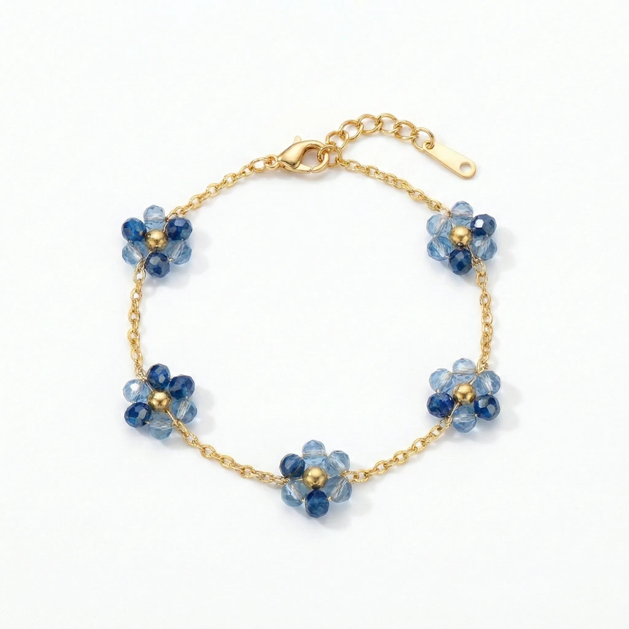 Blue Blossom Beaded Chain Bracelet