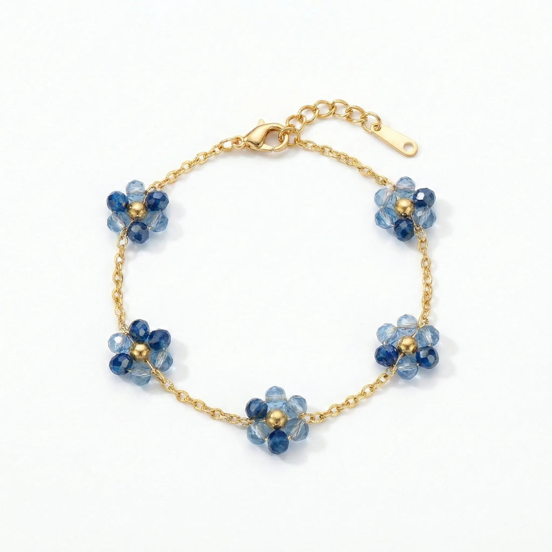 Blue Blossom Beaded Chain Bracelet