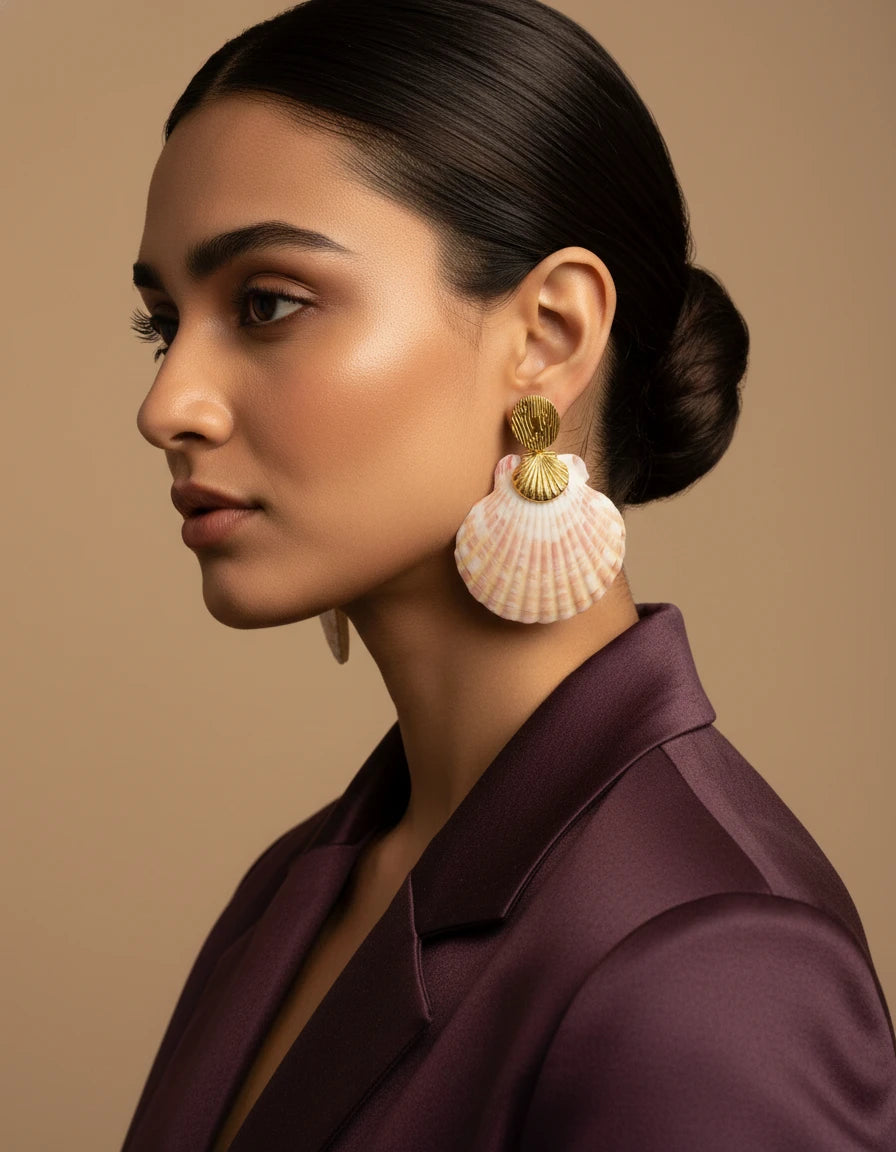 Golden Seashell Drop Earrings
