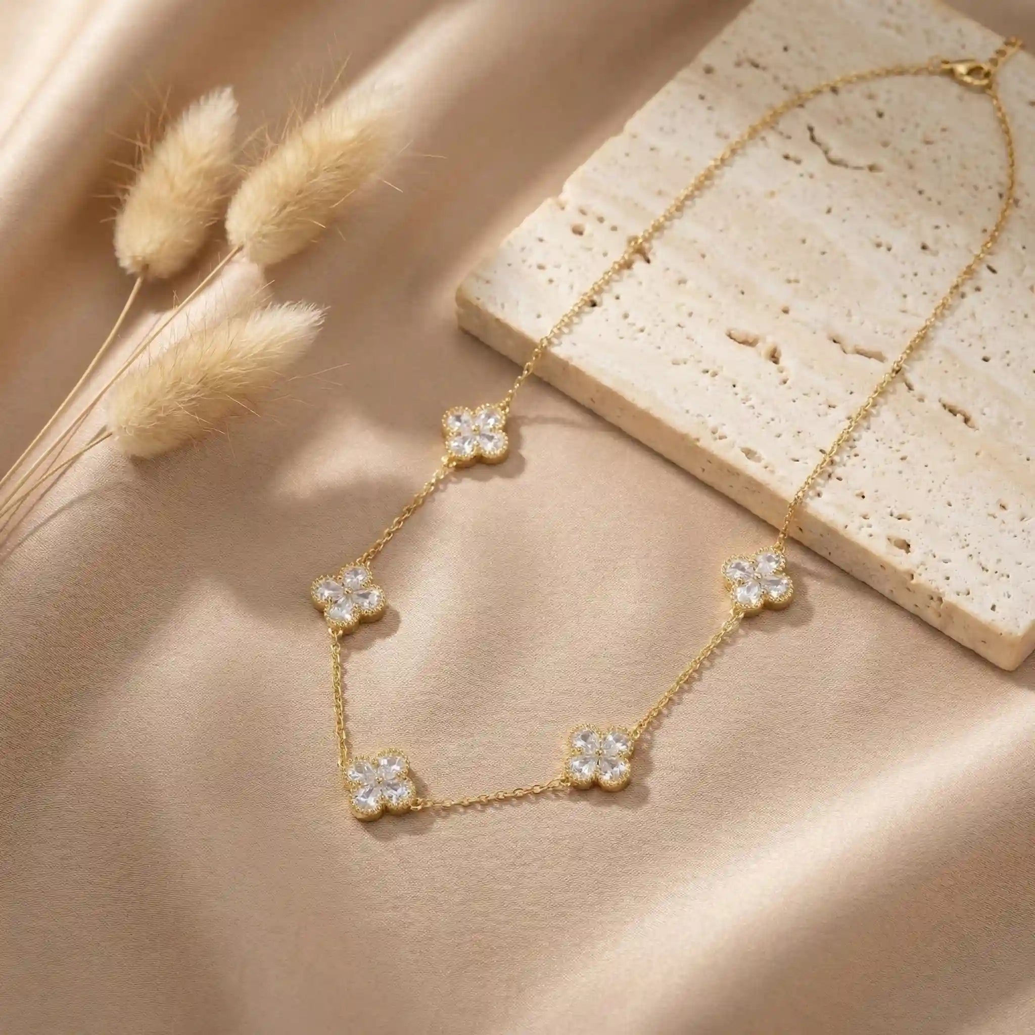 Crystal Flower Station Necklace