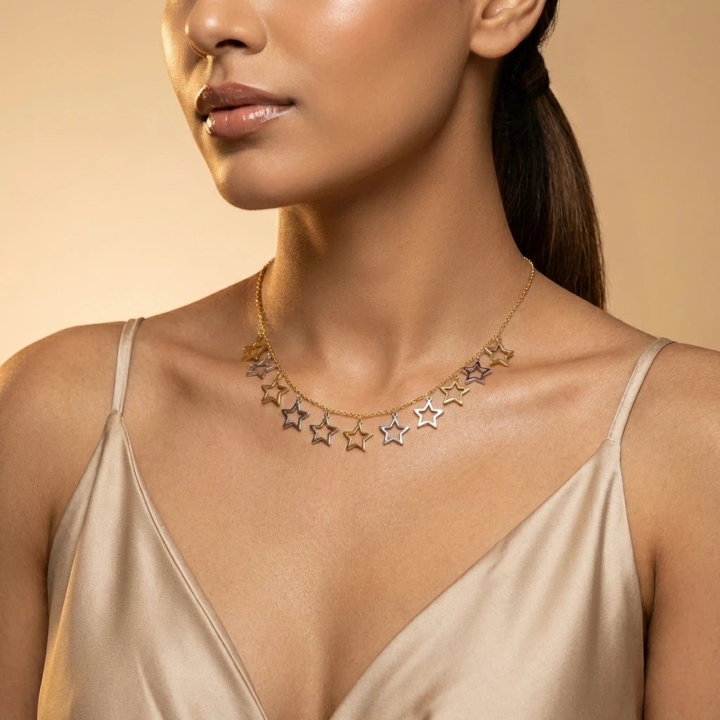 Dual Tone Star Charm Necklace