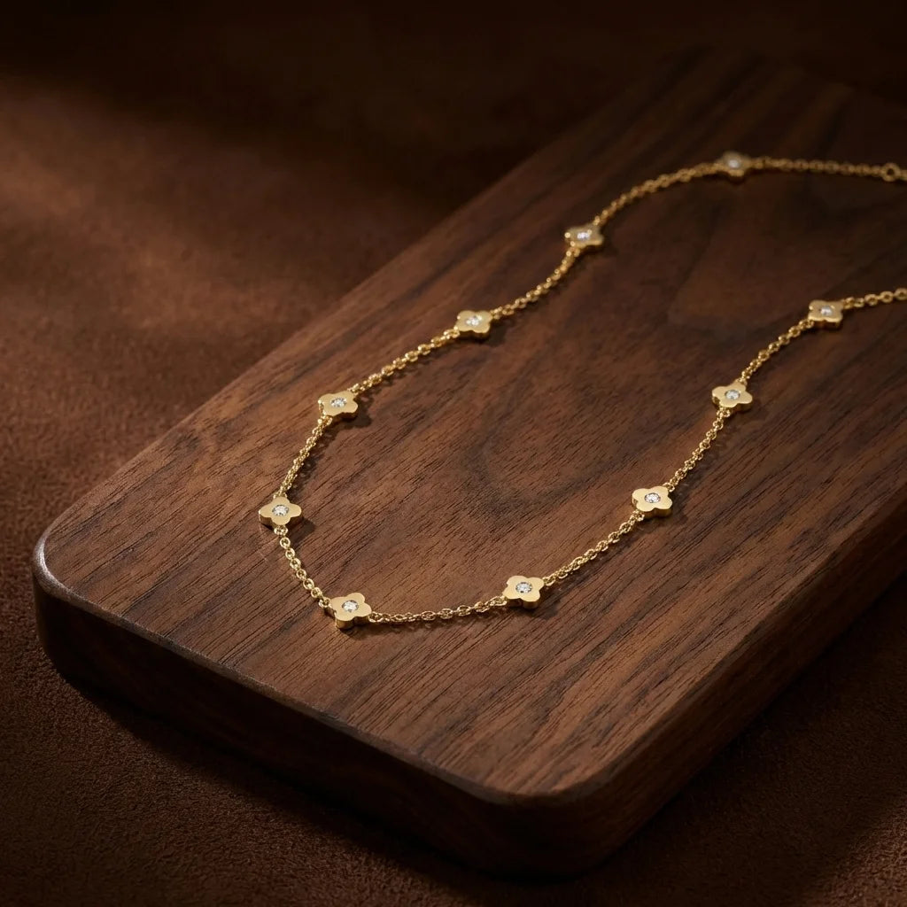 Mini Floral Crystal Station Necklace