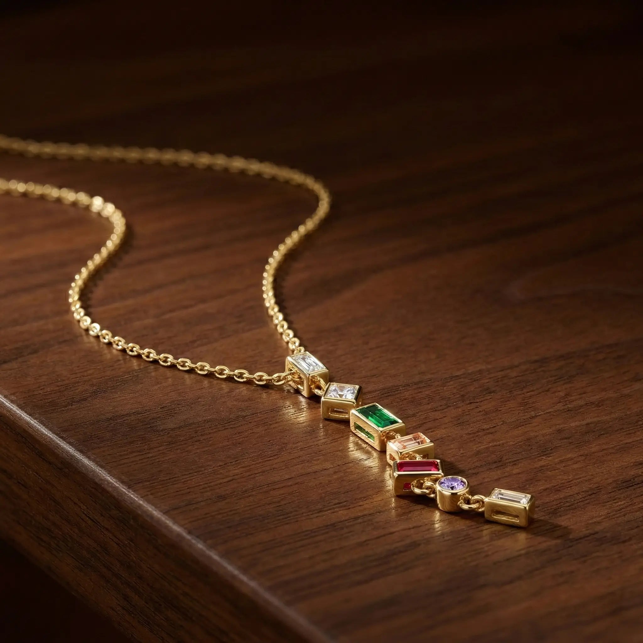 Multicolor Gemstone Drop Necklace