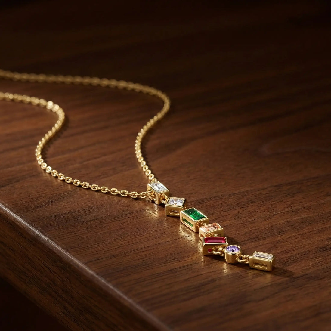 Multicolor Gemstone Drop Necklace