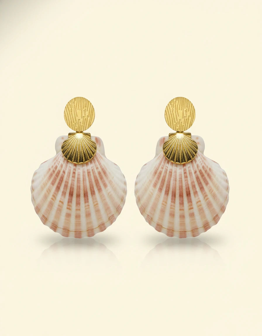 Golden Seashell Drop Earrings