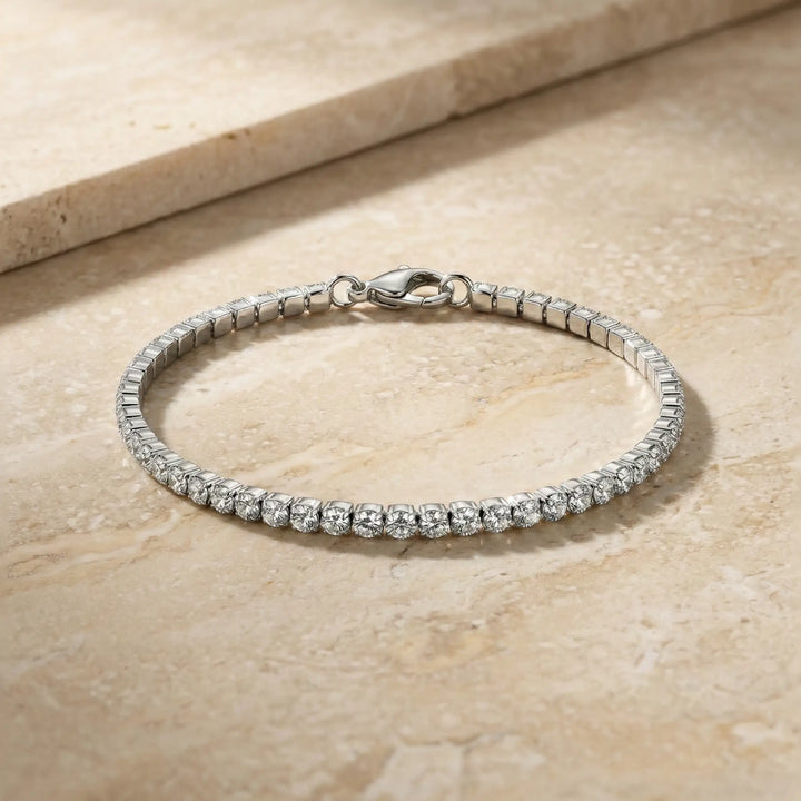 Elegant Silver Crystal Tennis Bracelet