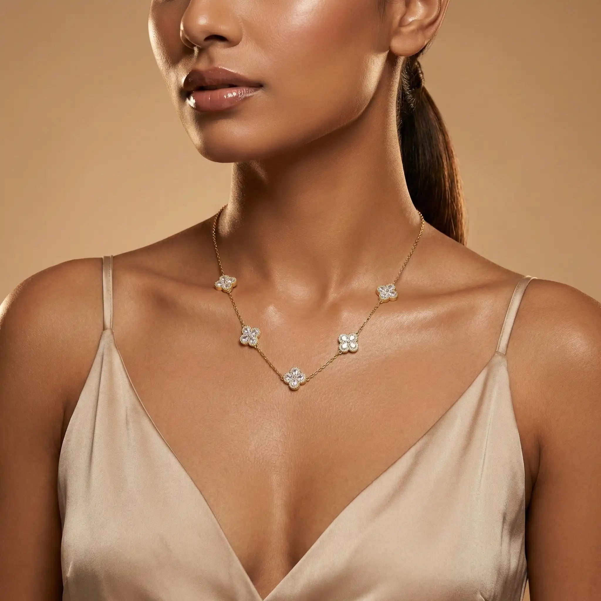 Crystal Flower Station Necklace