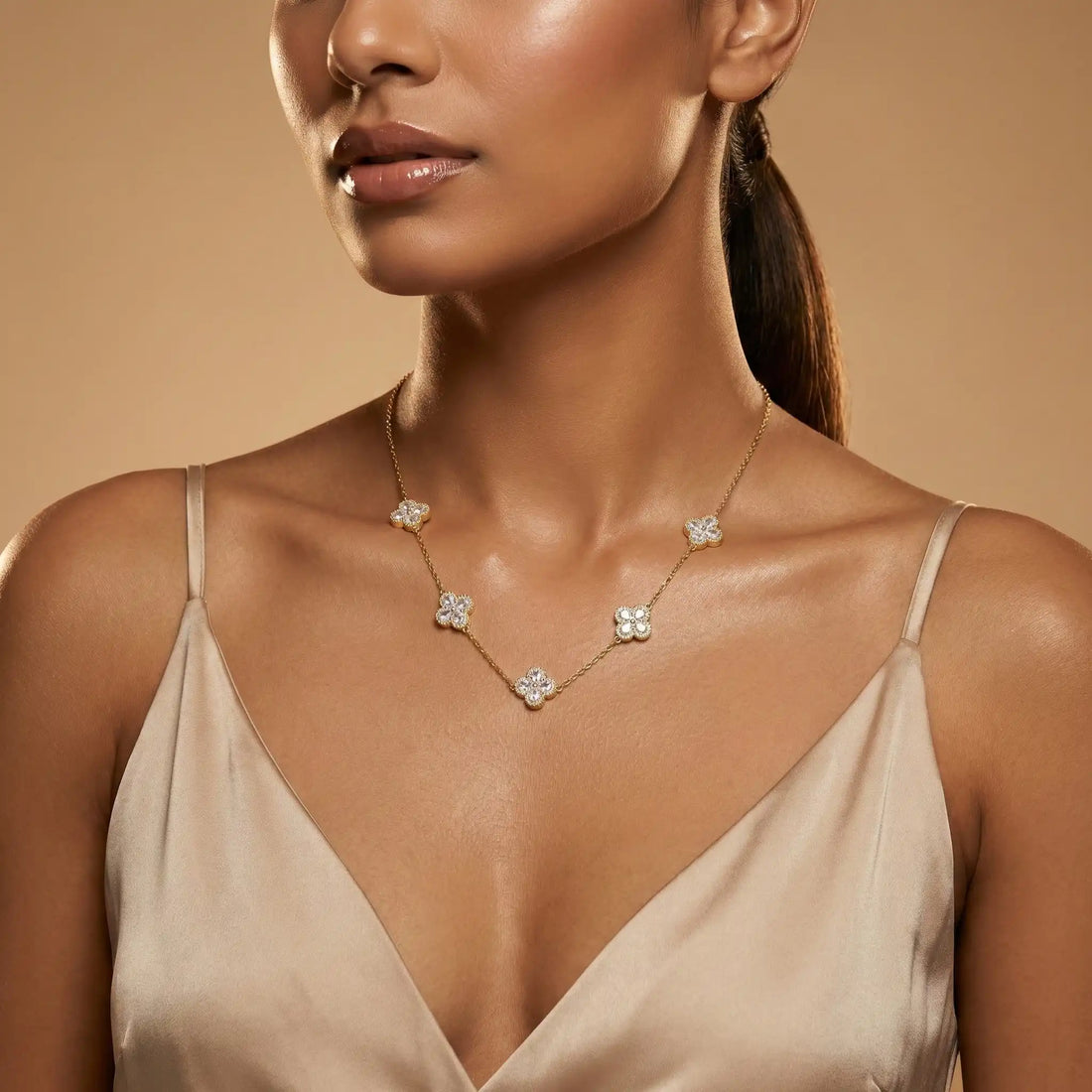 Crystal Flower Station Necklace