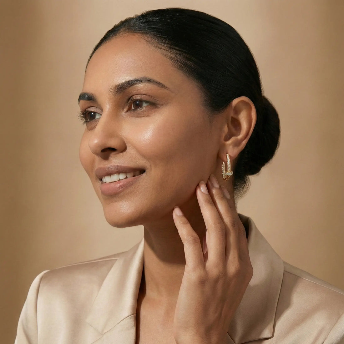 Interlocked Pavé Crystal Hoop Earrings