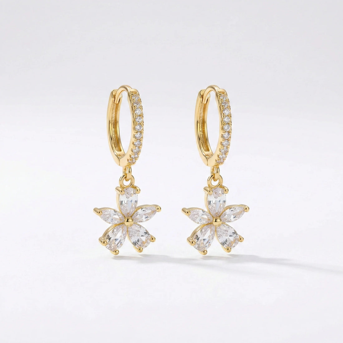 Crystal Bloom Drop Hoop Earrings