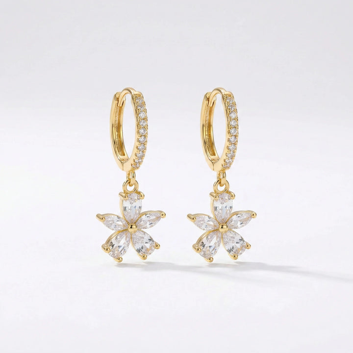 Crystal Bloom Drop Hoop Earrings