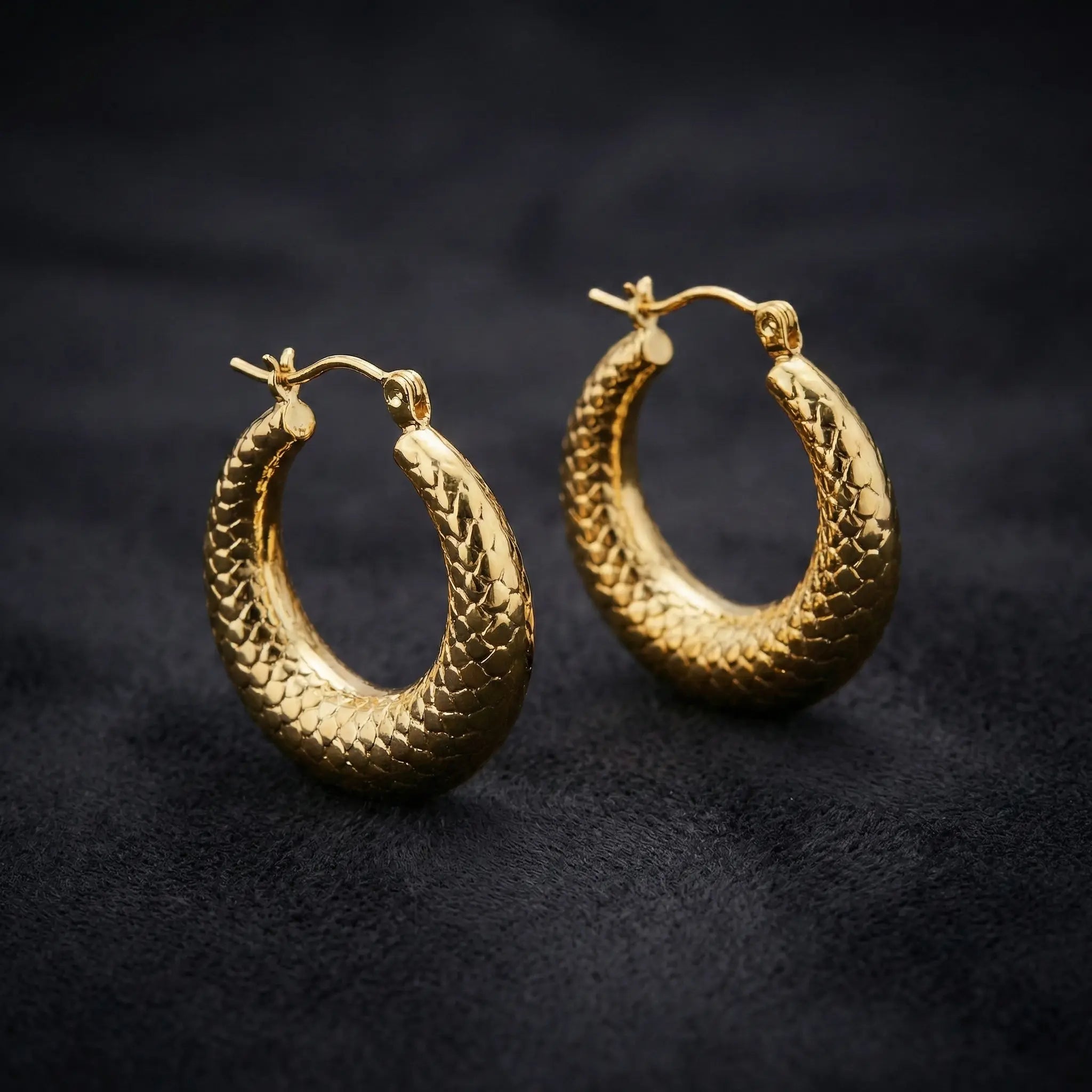 Gold Textured Statement Hoop Earrings