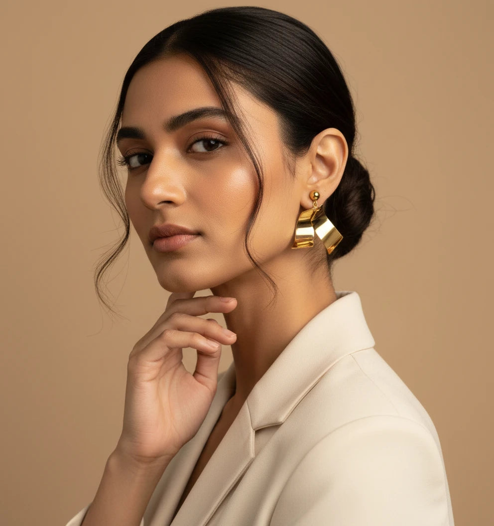 Golden Wave Drop Earrings