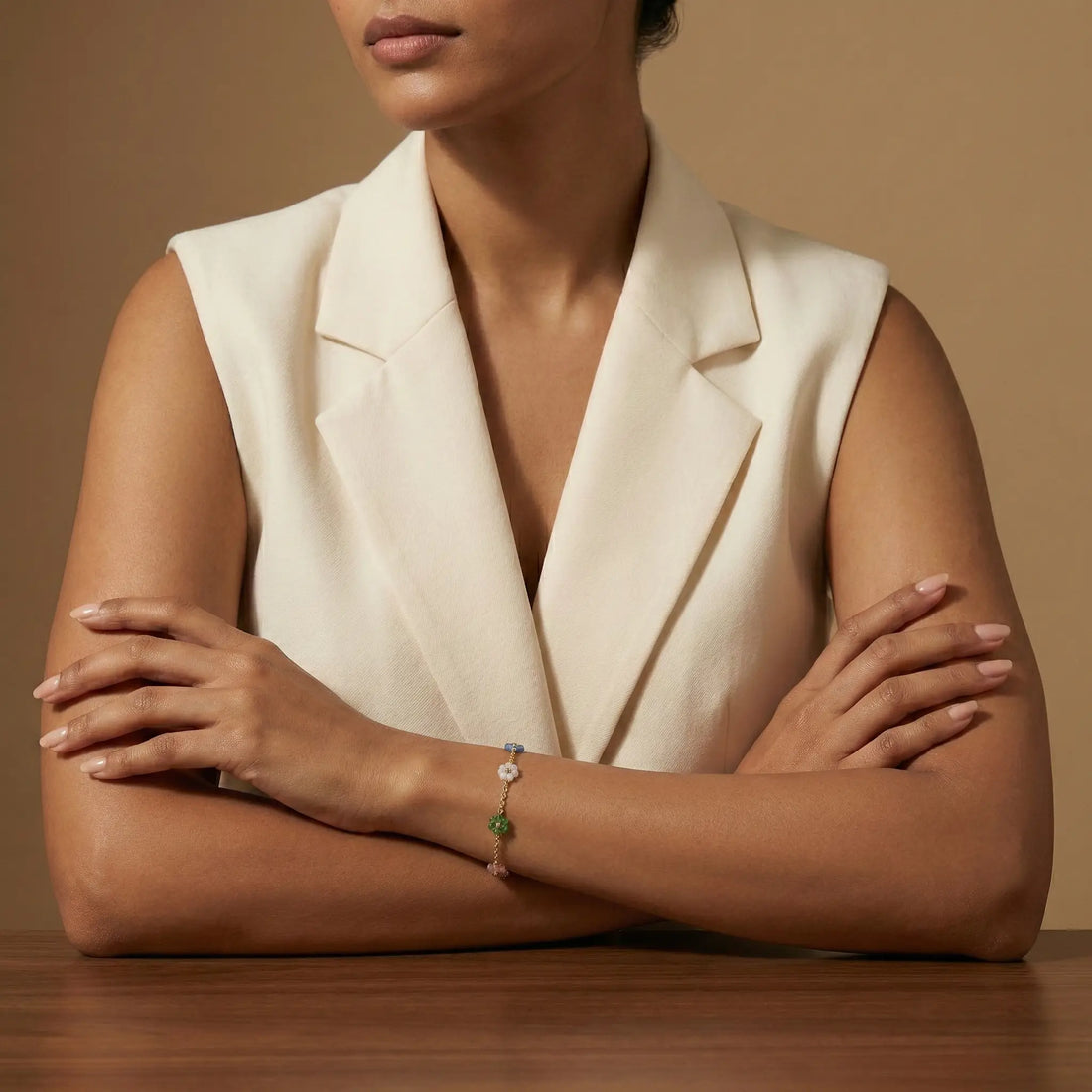 Pastel Bloom Floral Chain Bracelet