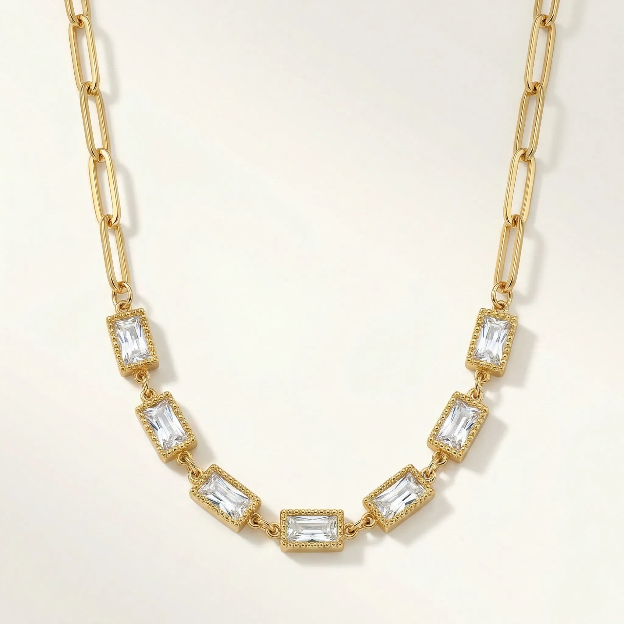 Rectangle Crystal Link Necklace
