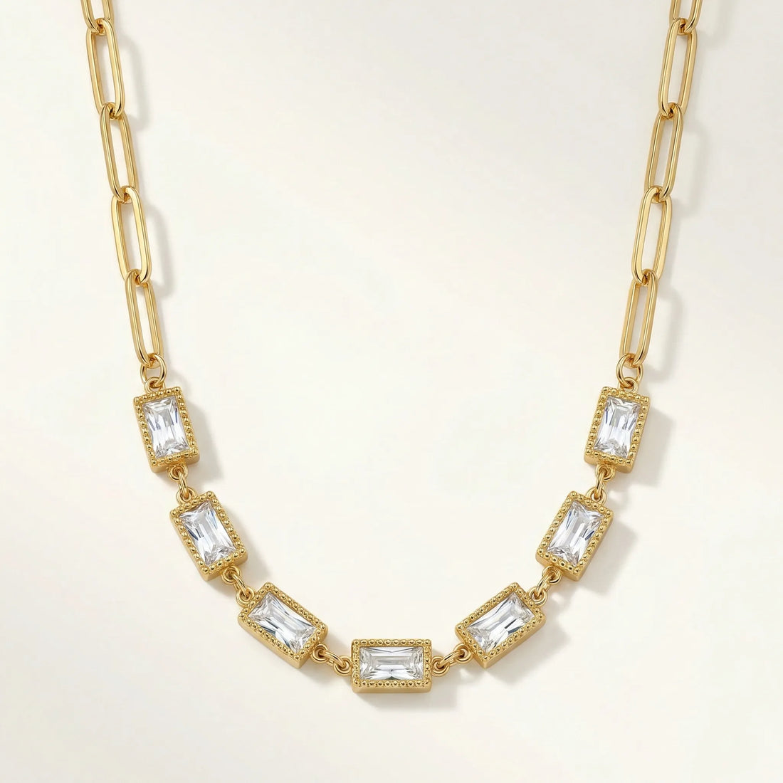 Rectangle Crystal Link Necklace