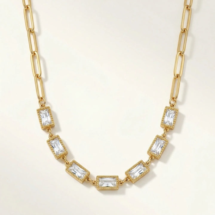 Rectangle Crystal Link Necklace