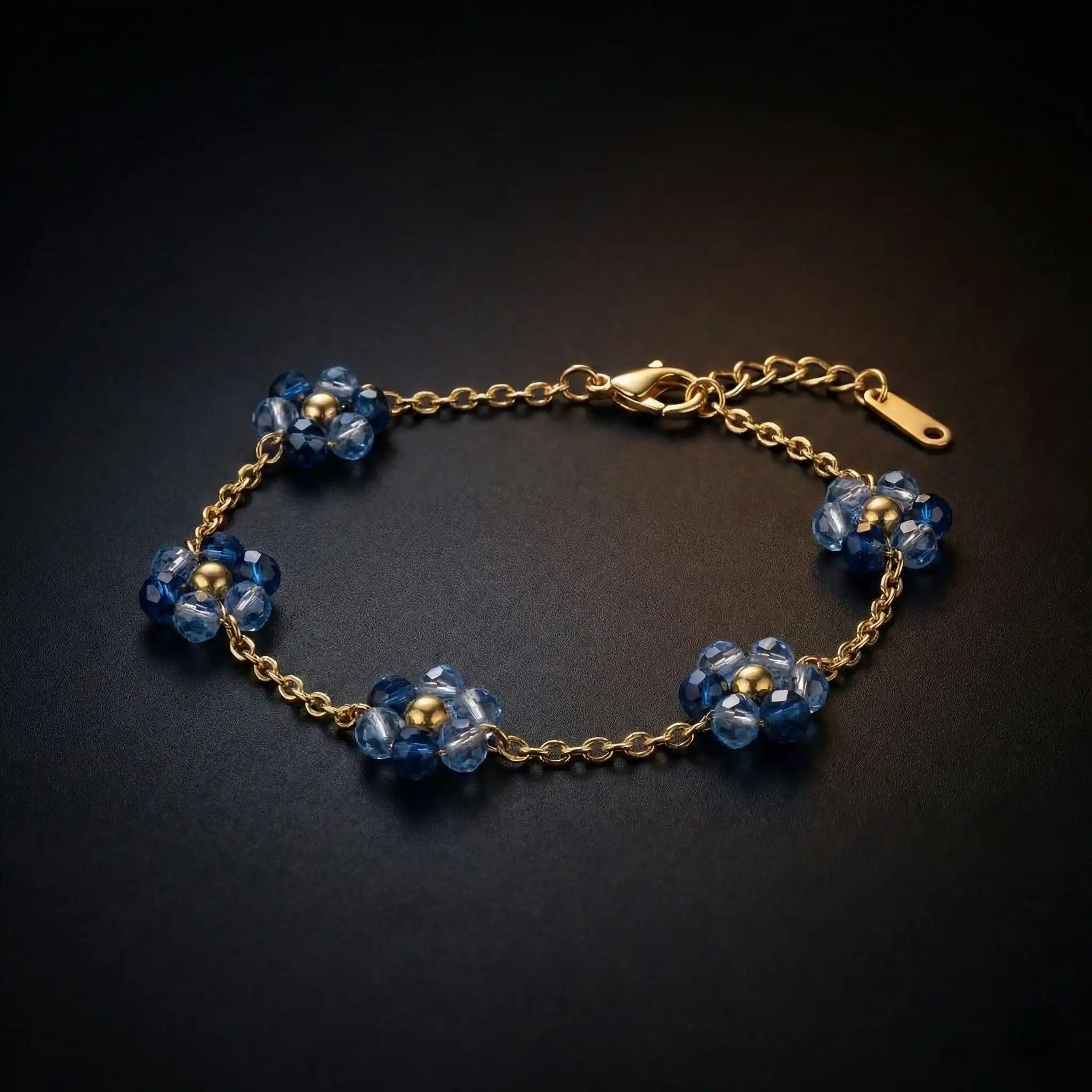 Blue Blossom Beaded Chain Bracelet