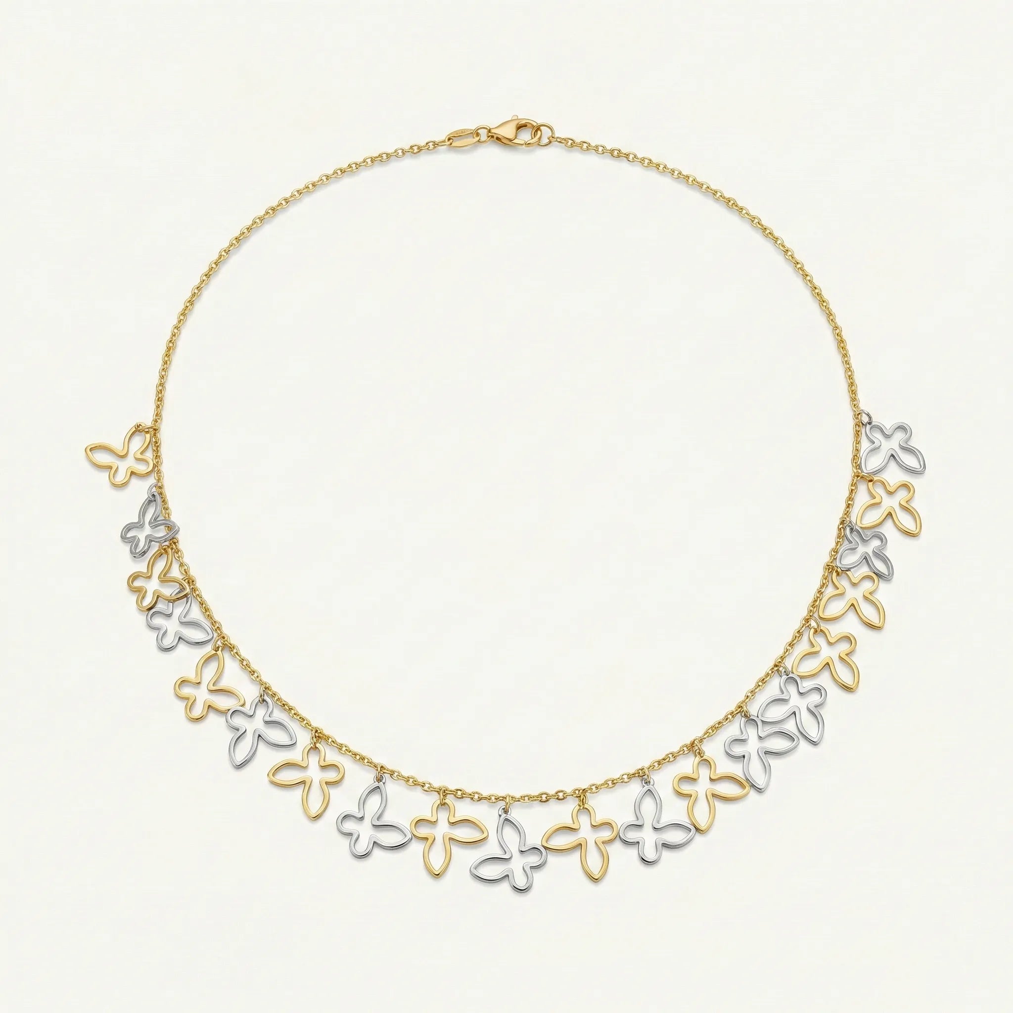 Dual Tone Butterfly Charm Necklace