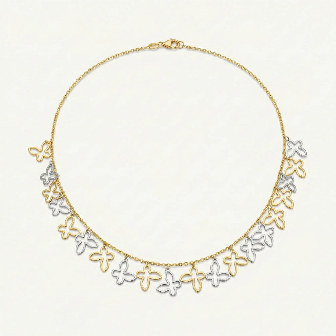 Dual Tone Butterfly Charm Necklace