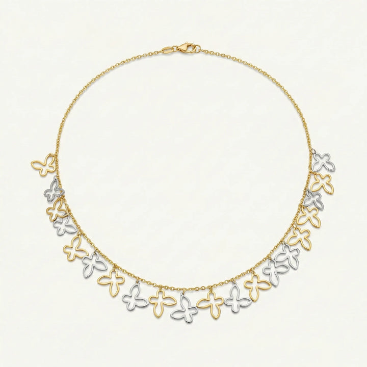 Dual Tone Butterfly Charm Necklace