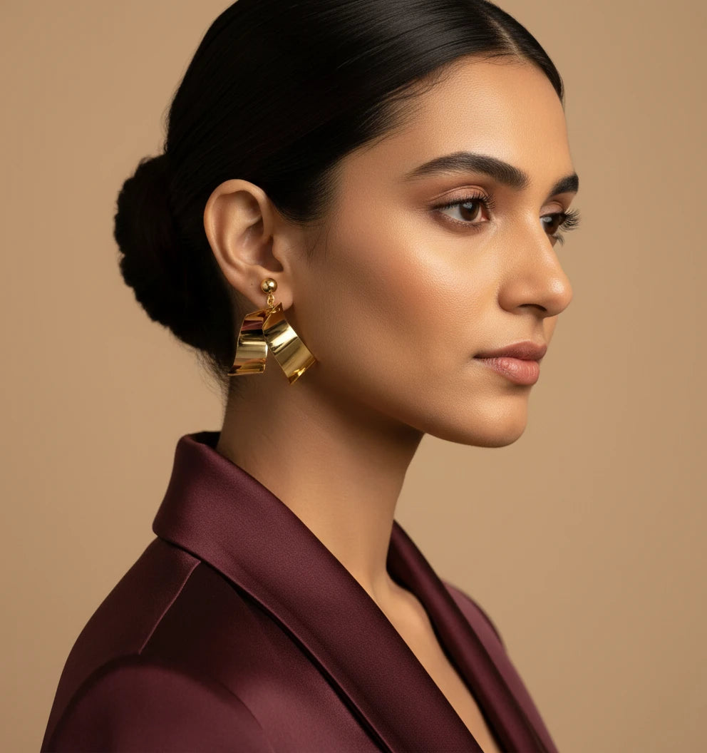 Golden Wave Drop Earrings