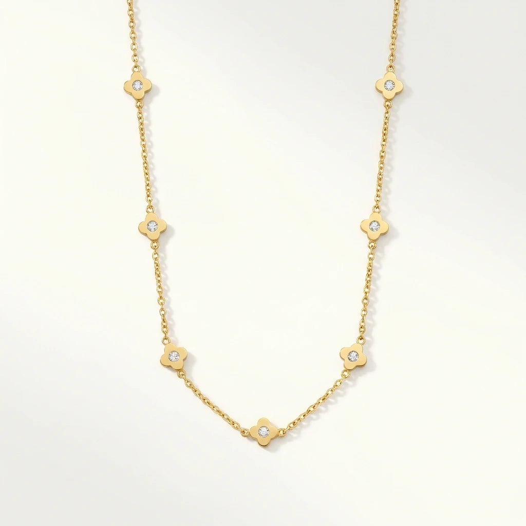 Mini Floral Crystal Station Necklace