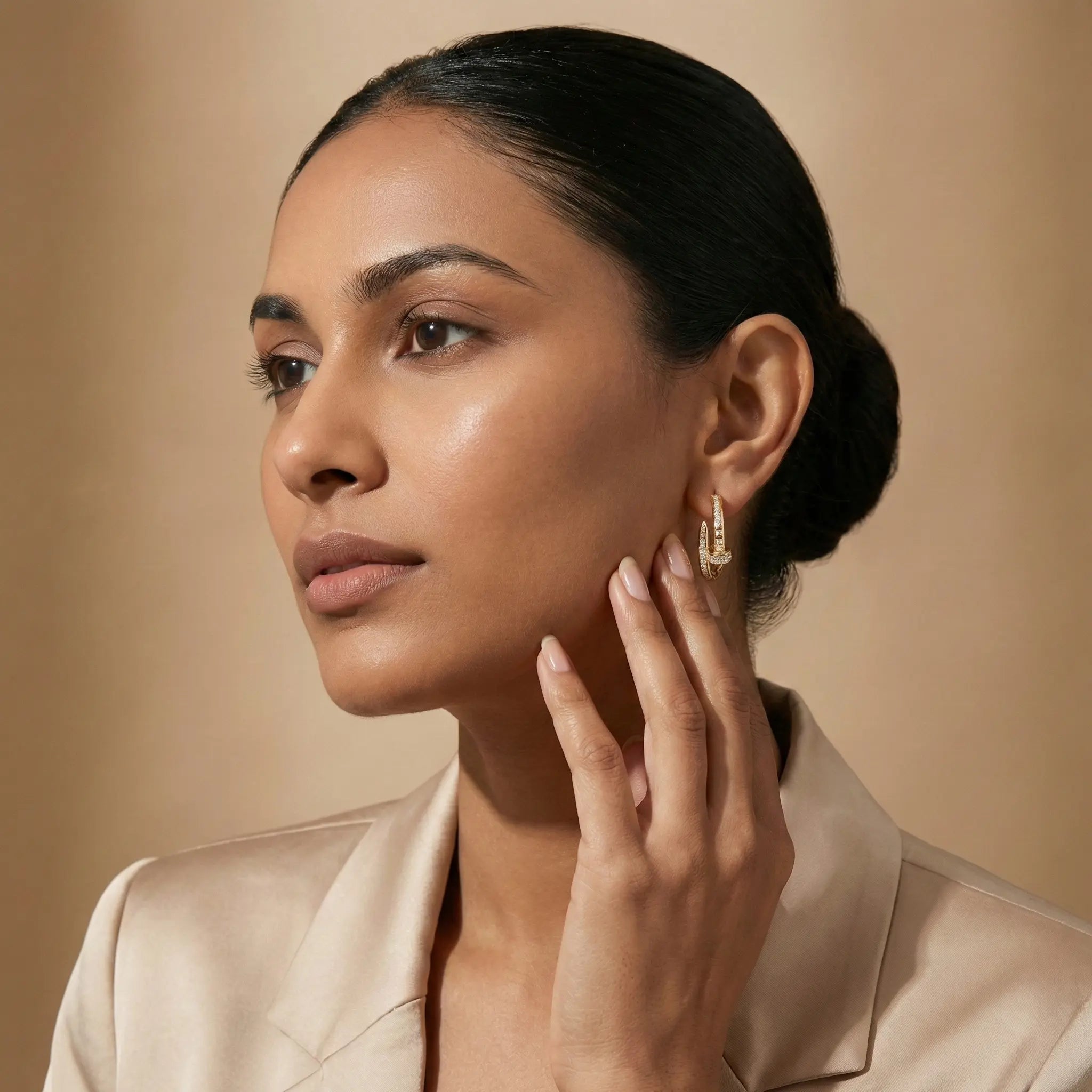 Interlocked Pavé Crystal Hoop Earrings