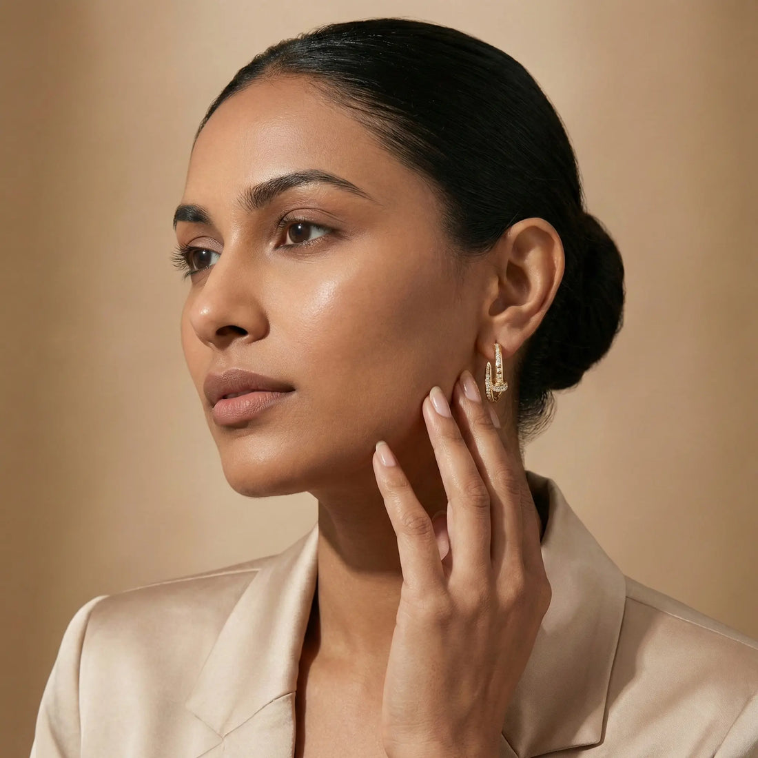Interlocked Pavé Crystal Hoop Earrings