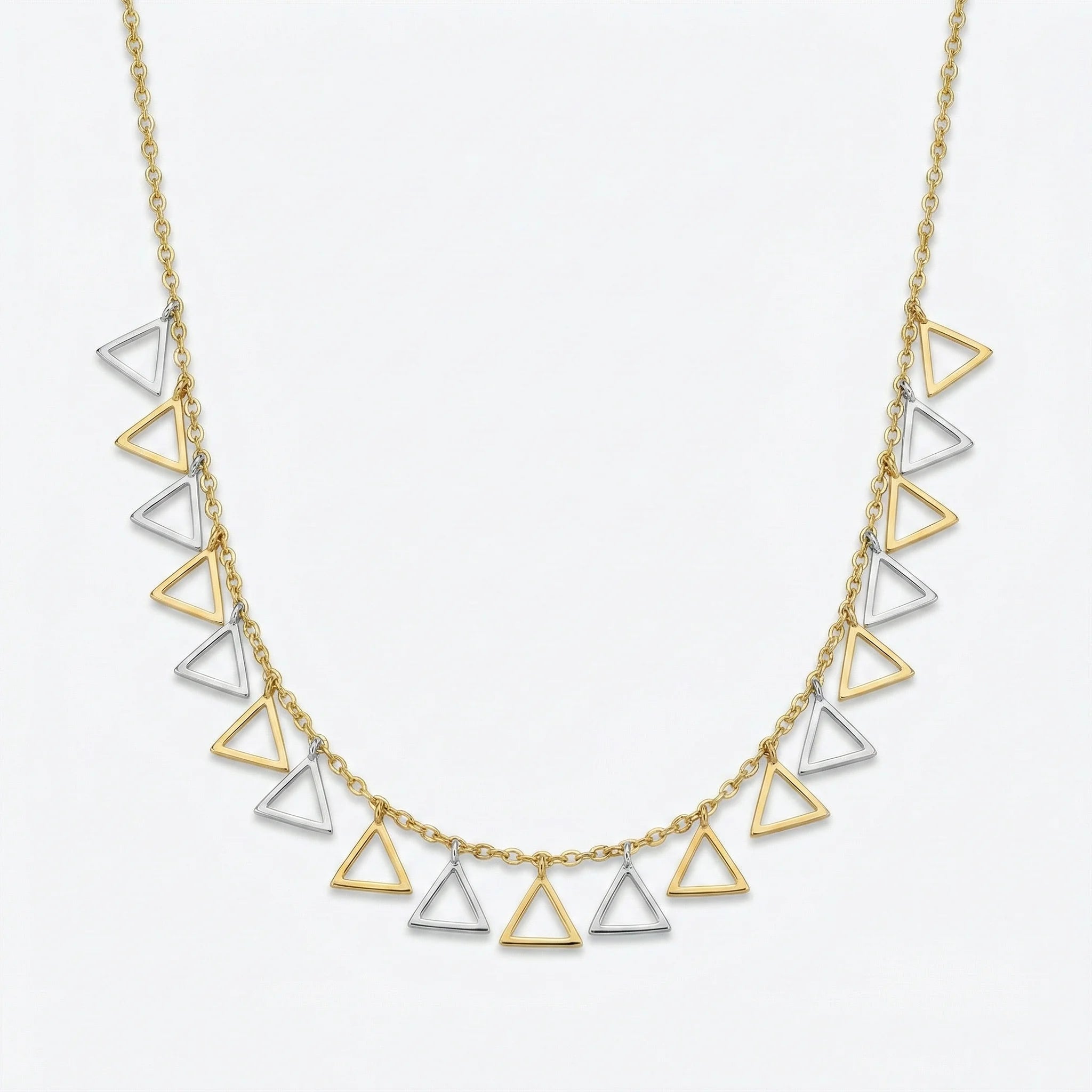 Dual Tone Triangle Charm Necklace