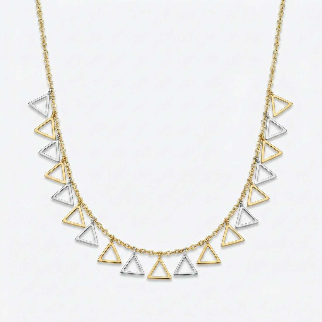 Dual Tone Triangle Charm Necklace