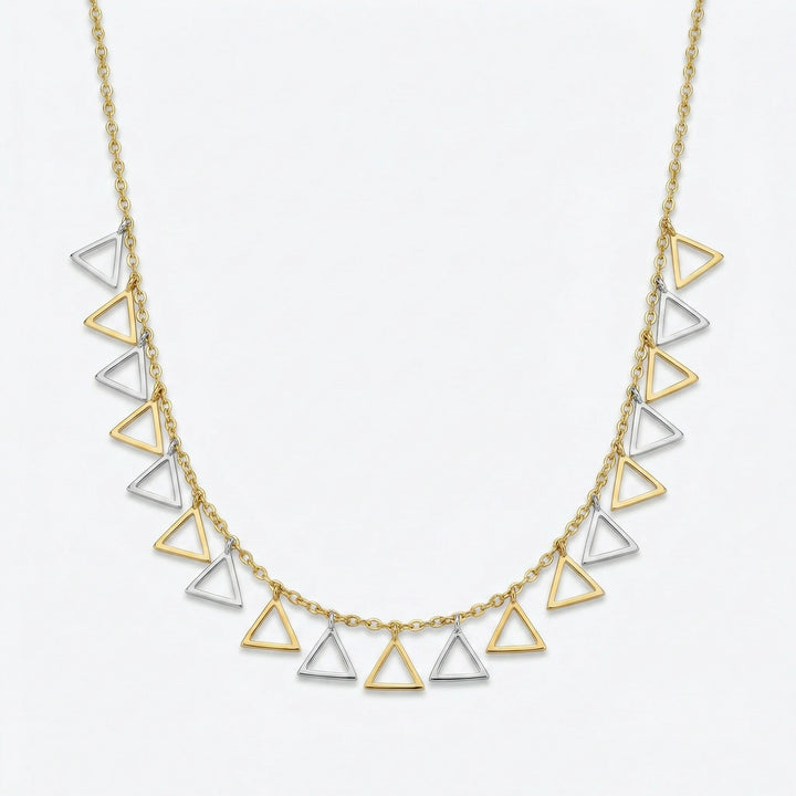 Dual Tone Triangle Charm Necklace