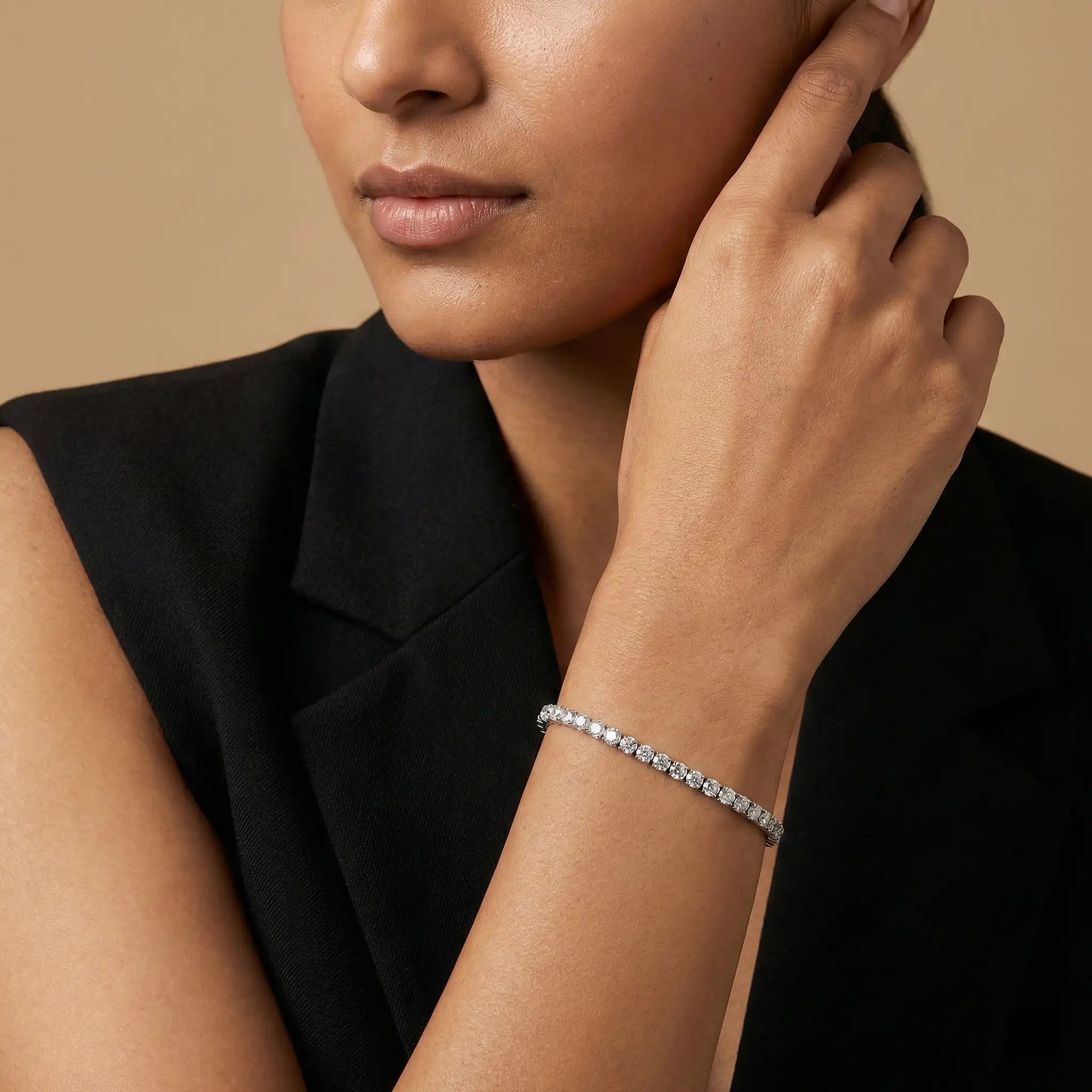 Elegant Silver Crystal Tennis Bracelet